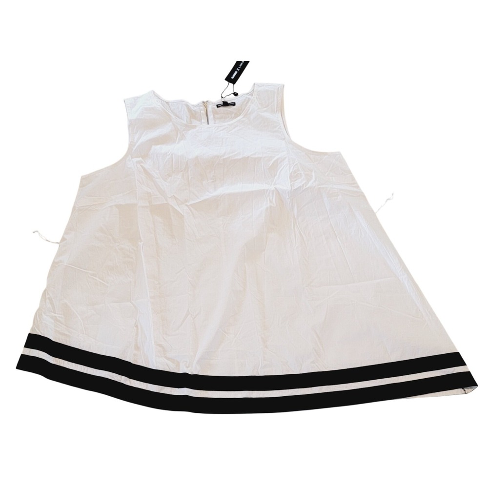 Lane Bryant Glamour 22 White Cotton‎ Side Angle Sleeveless Swing Top NWT $55